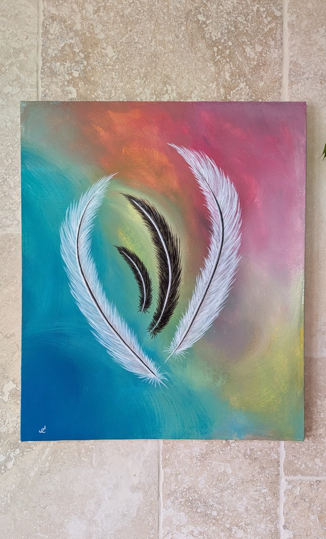 La légèreté des plumes sur une explosion de couleurs.