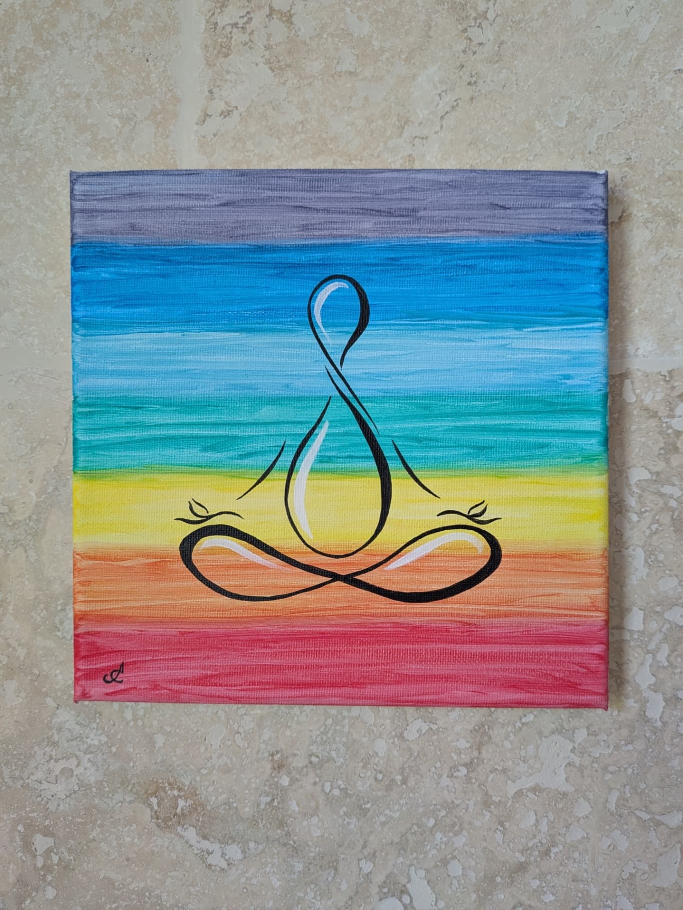 Un mélange de plusieurs symboles pour la position du lotus sur les couleurs des chakras. 